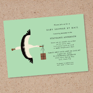 Stork and package Baby Shower by mail Invitation