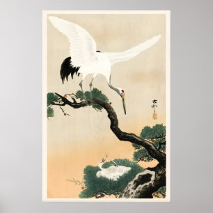 Stork and Pine Tree Japanese Fine Art Print  Home