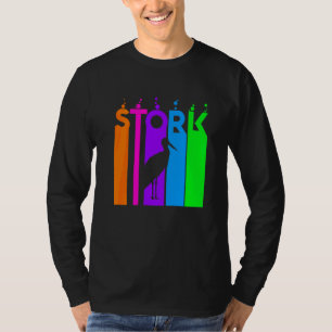 Stork Animal Rainbow Bubble With Silhouette T-Shirt