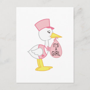 Stork announcement postcard