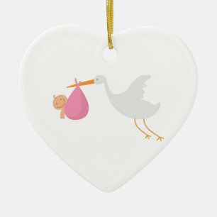 Stork Arrival Ceramic Tree Decoration