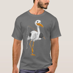 Stork as Fisher with Fishing rod T-Shirt