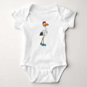 Stork as Inline skater with Roller skates Baby Bodysuit