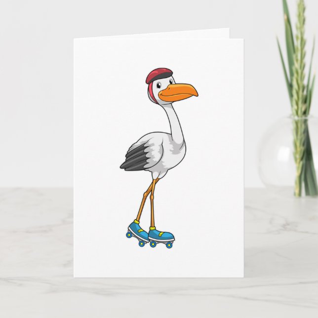 Stork as Inline skater with Roller skates Card (Front)