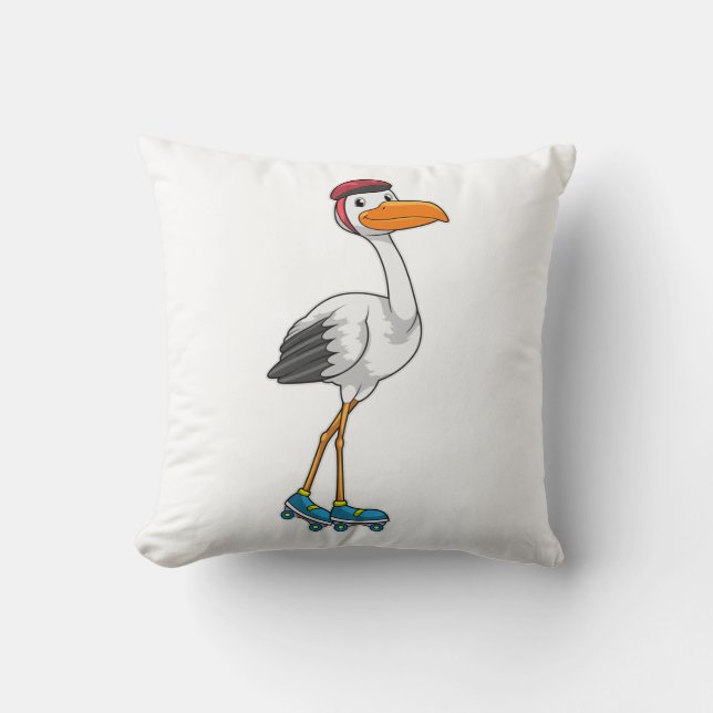 Stork as Inline skater with Roller skates Cushion (Front)