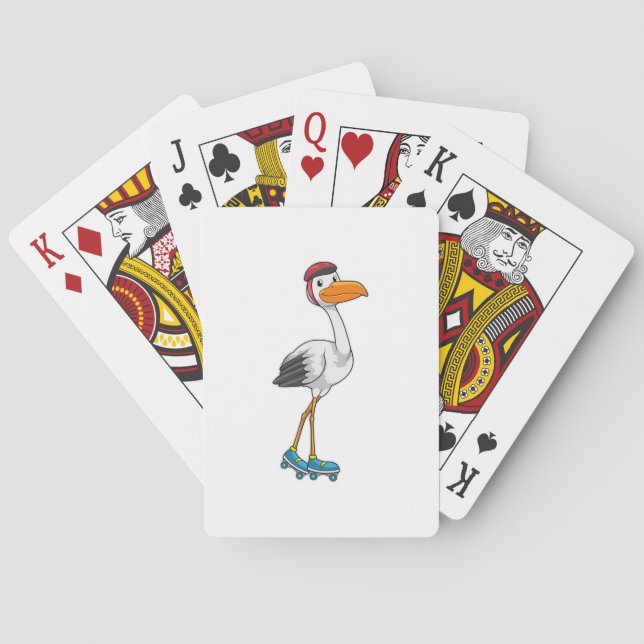 Stork as Inline skater with Roller skates Playing Cards (Back)