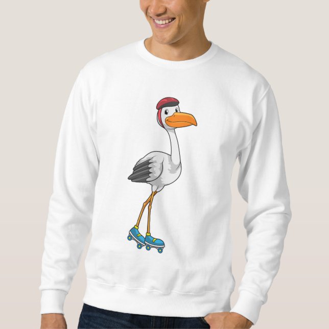 Stork as Inline skater with Roller skates Sweatshirt (Front)