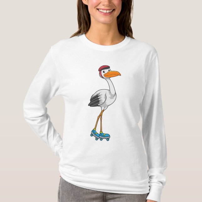 Stork as Inline skater with Roller skates T-Shirt (Front)