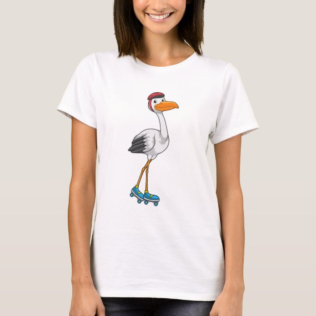 Stork as Inline skater with Roller skates T-Shirt (Front)