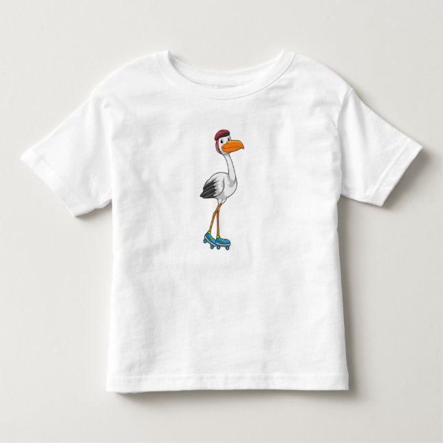 Stork as Inline skater with Roller skates Toddler T-Shirt (Front)