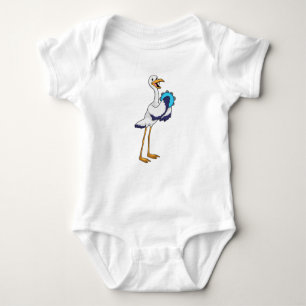 Stork as Musician with Tambourine Baby Bodysuit