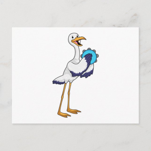 Stork as Musician with Tambourine Postcard (Front)