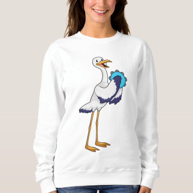 Stork as Musician with Tambourine Sweatshirt (Front)