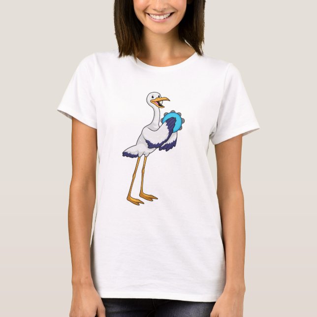 Stork as Musician with Tambourine T-Shirt (Front)