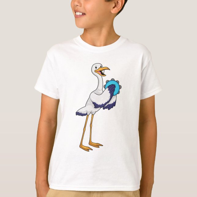Stork as Musician with Tambourine T-Shirt (Front)