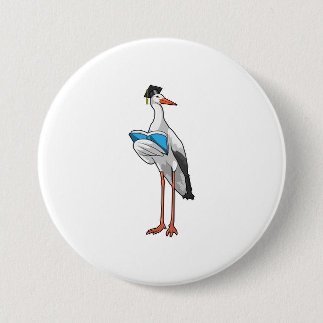 Stork as Teacher with Book 7.5 Cm Round Badge (Front)