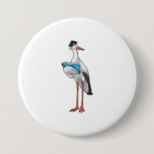 Stork as Teacher with Book 7.5 Cm Round Badge