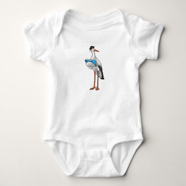 Stork as Teacher with Book Baby Bodysuit (Front)