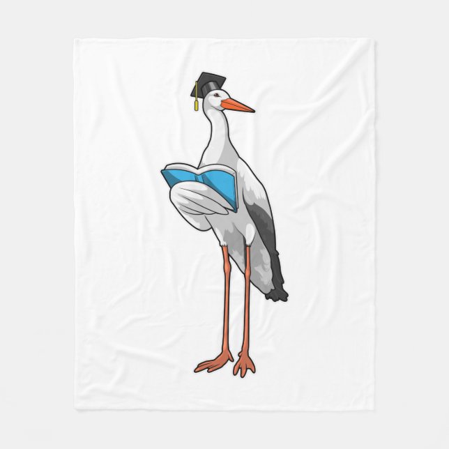Stork as Teacher with Book Fleece Blanket (Front)