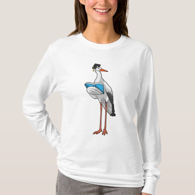 Stork as Teacher with Book T-Shirt (Front)