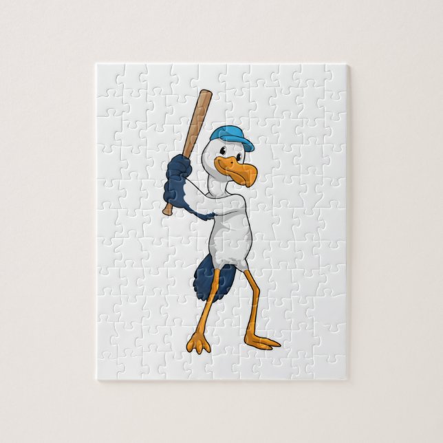 Stork at Baseball with Baseball bat Jigsaw Puzzle (Vertical)