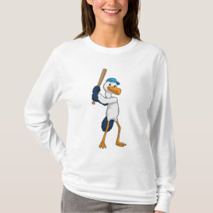Stork at Baseball with Baseball bat T-Shirt
