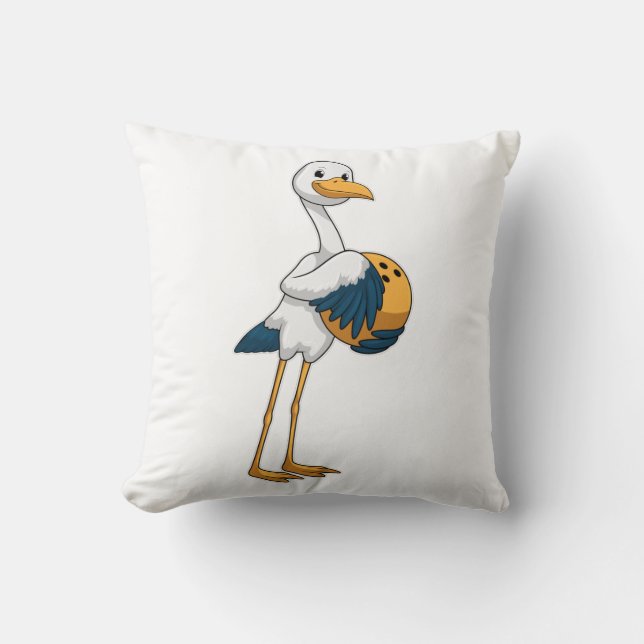 Stork at Bowling with Bowling ball Cushion (Front)