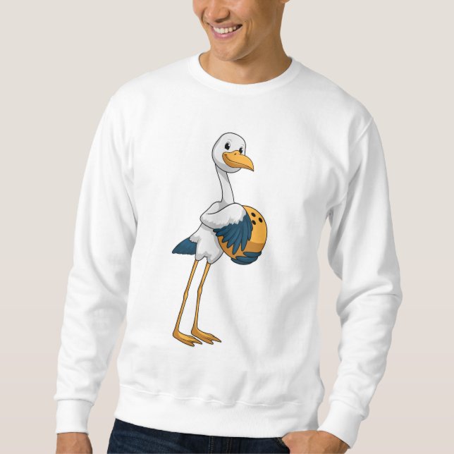 Stork at Bowling with Bowling ball Sweatshirt (Front)