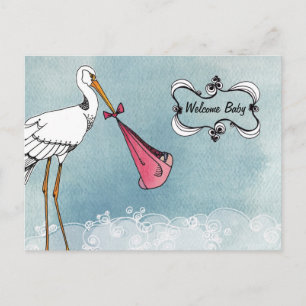 Stork Baby Announcement Postcard