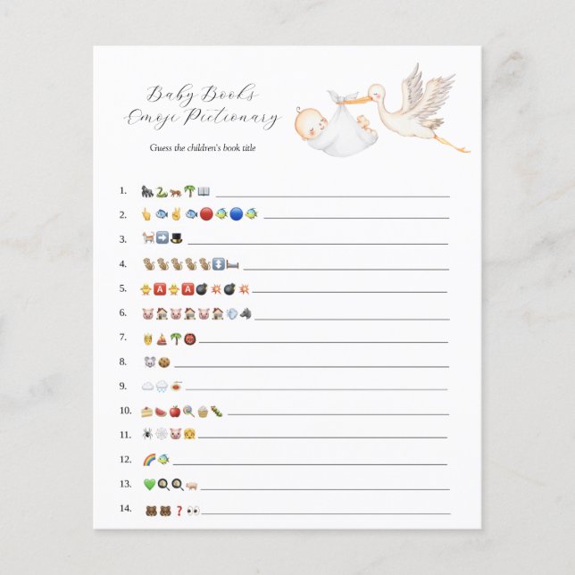 Stork Baby Books Emoji Game  (Front)