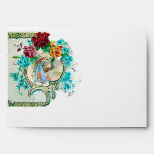 STORK BABY BOY SHOWER 2 MONOGRAM ENVELOPES