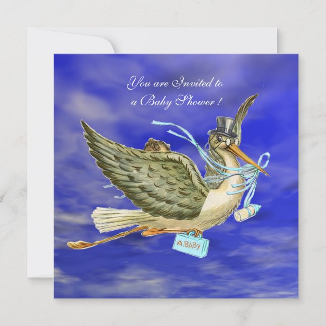 STORK BABY BOY SHOWER INVITATION (Front)