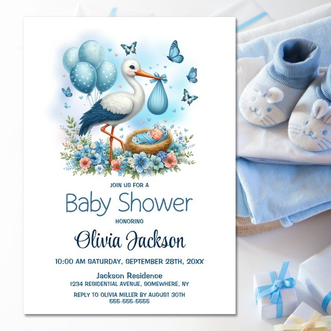 Stork Baby Boy Shower Invitation (Creator Uploaded)