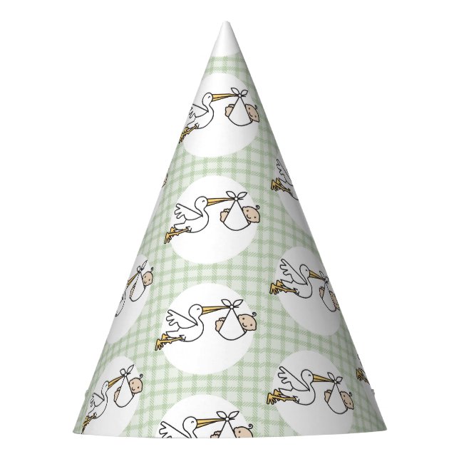 Stork Baby Delivery Party Hat (Front)