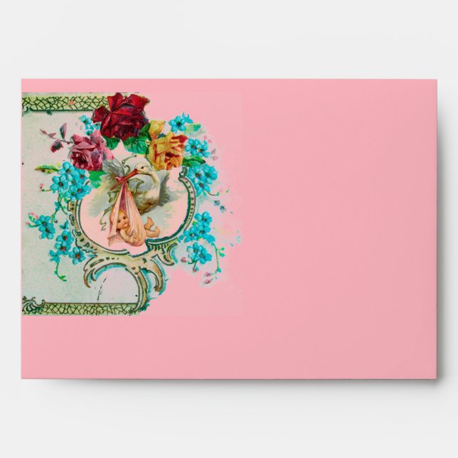 STORK BABY GIRL SHOWER 2 MONOGRAM ENVELOPE (Front)