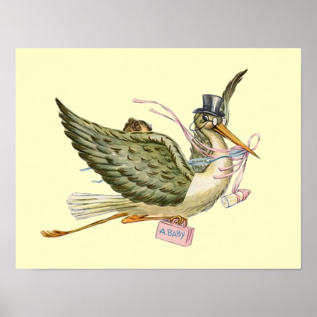 STORK BABY GIRL SHOWER ,cream Poster (Front)