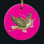 STORK BABY GIRL SHOWER MONOGRAM  Pink Amethyst Ceramic Tree Decoration<br><div class="desc">Elegant and colourful design rielaborated from vintage with a bright 3D gemstone.</div>