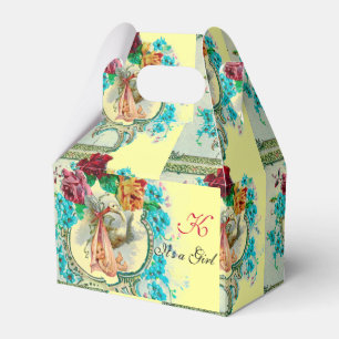 STORK BABY GIRL SHOWER MONOGRAM Yellow Favour Box
