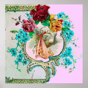 STORK BABY GIRL SHOWER POSTER