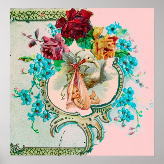 STORK BABY GIRL SHOWER POSTER (Front)