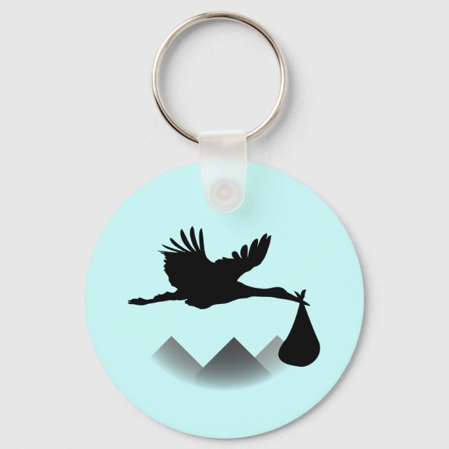 Stork & Baby Key Ring (Front)