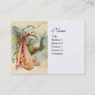 STORK BABY SHOWER 2, white Business Card