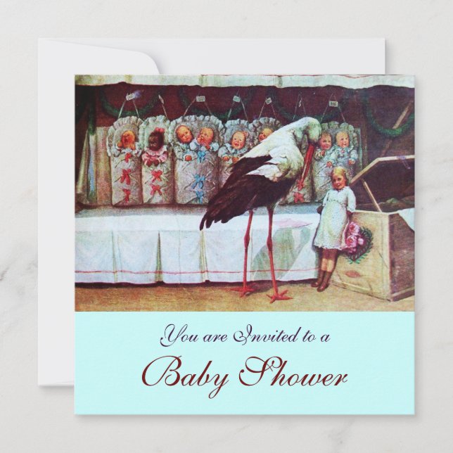 STORK BABY SHOWER 3, blue Invitation (Front)
