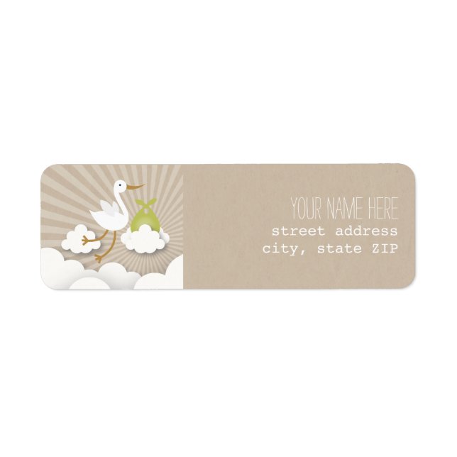 Stork Baby Shower Address Label - Green (Front)