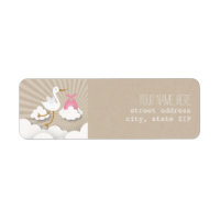 Stork Baby Shower Address Label - Pink