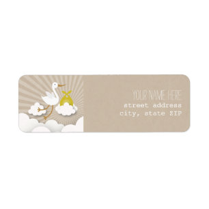 Stork Baby Shower Address Label - Yellow