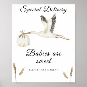 Stork baby shower - babies are sweet poster
