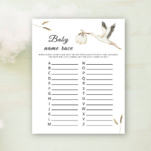 Stork baby shower - Baby name race game