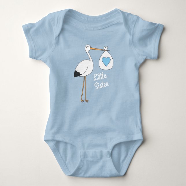 Stork Baby Shower Blue Boy Baby Bodysuit (Front)