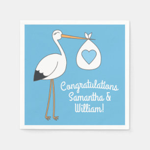 Stork Baby Shower Blue Boy Napkin